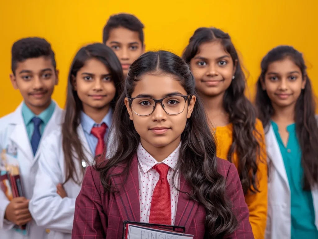 young indian boys and girls doctor and engineering only image