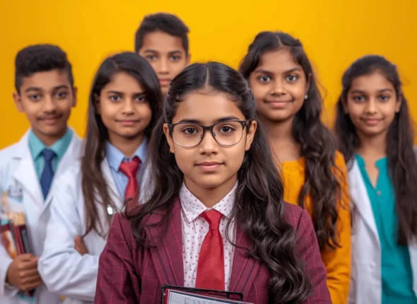 young indian boys and girls doctor and engineering only image
